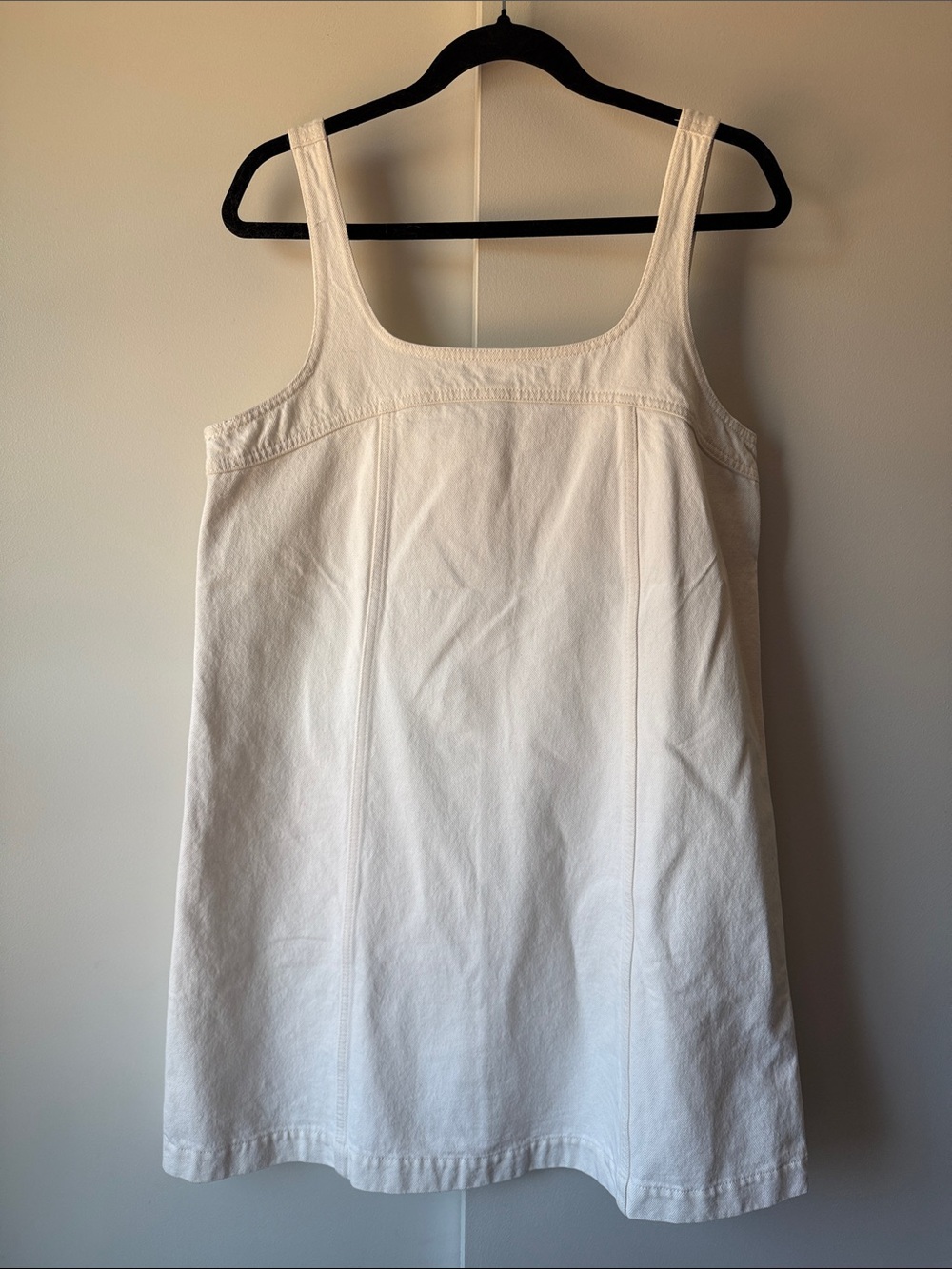 Madewell Denim A-Line Sleeveless Mini Dress in Tile White
